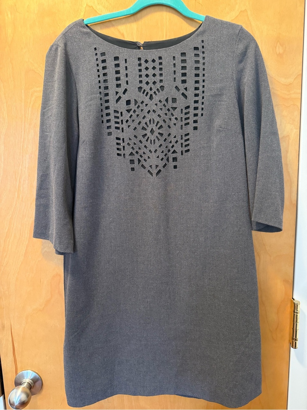 Banana Republic Gray Dress with Black Laser Cut Detail
